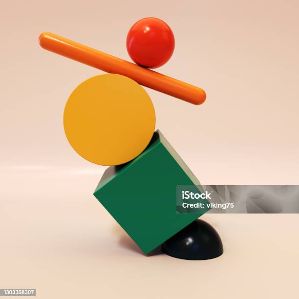 Abstract Equilibrium Still Life Made Of Plastic Shapes Balance Concept Stock Photo - Download Image Now