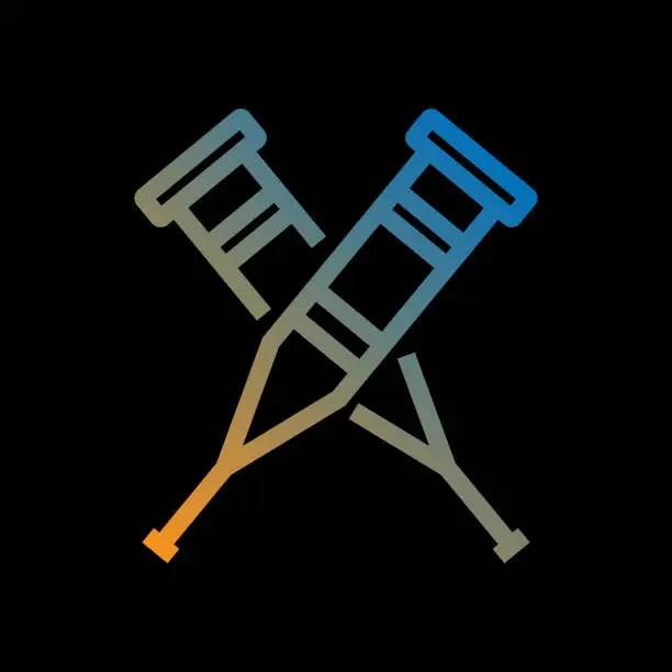 Vector illustration of Crutches Line Icon, Outline Vector Symbol