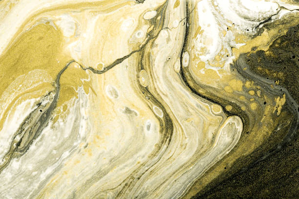 istock Acrylic Fluid Art. Liquid black, white and gold marble textures 1303368038
