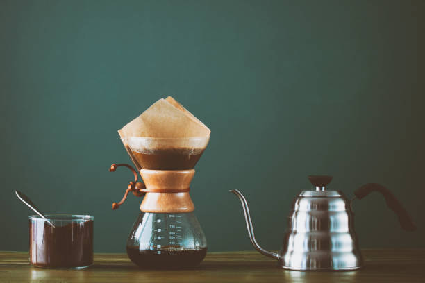 istock Drip coffee black coffee brewed and ready for drink. 1303370205