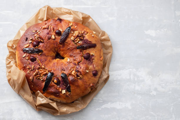 istock typical portuguese fruit cake Bolo rainha on paper 1303373704