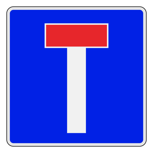 막다른 길 또는 아니오, 유럽 도로 표지판 - dead end sign stock illustrations