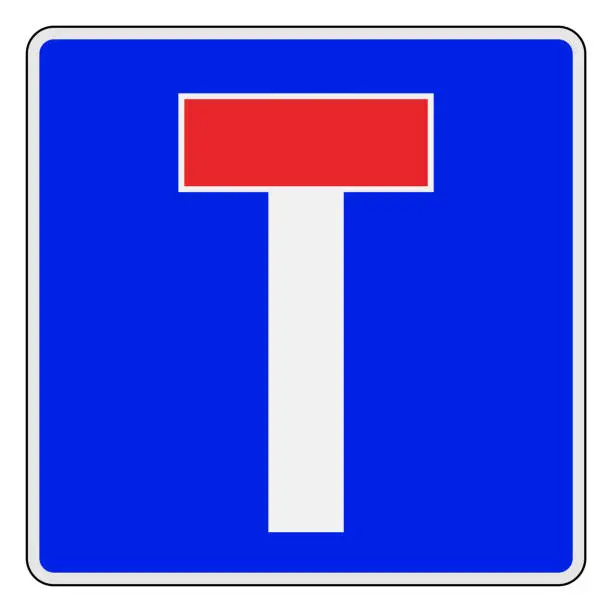 Vector illustration of the Dead-End or No Through, european road sign