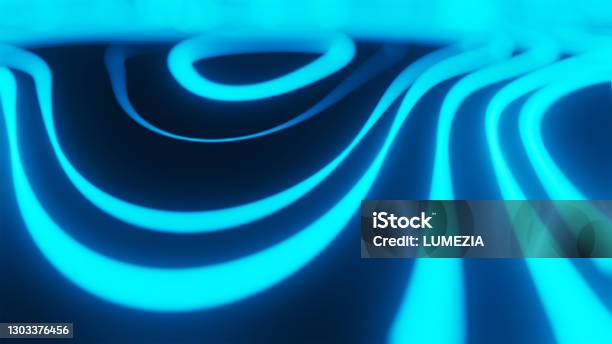 Neon Blue Model Abstract Blue Neon Shapes Background 3d Render Stock Photo - Download ...
