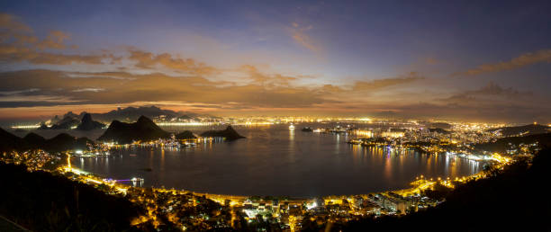 istock Night Aerial panoramic view from Niteroi city, Rio de Janeiro 1303377105