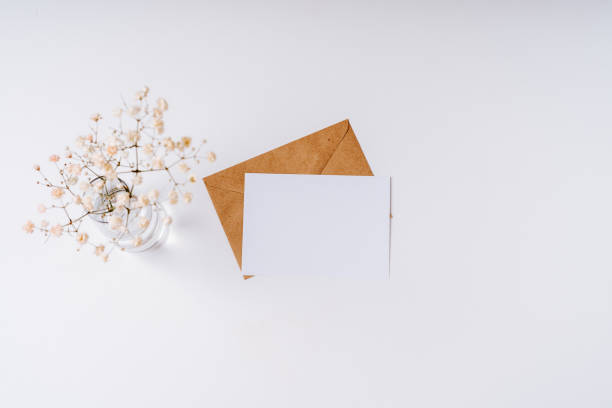 istock Craft paper envelope with blank paper 1303377114