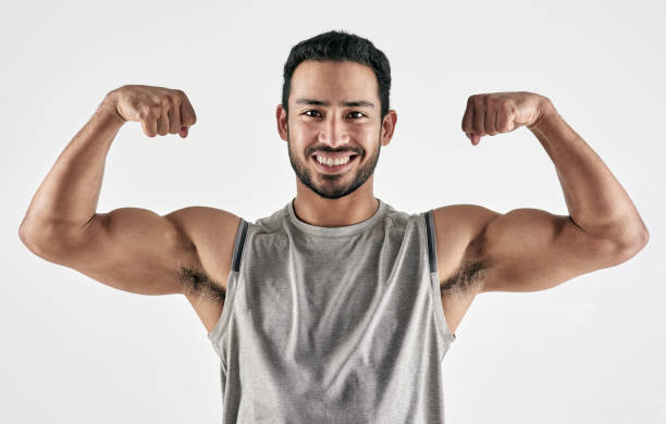 istock My muscles are my best clothes 1303384294