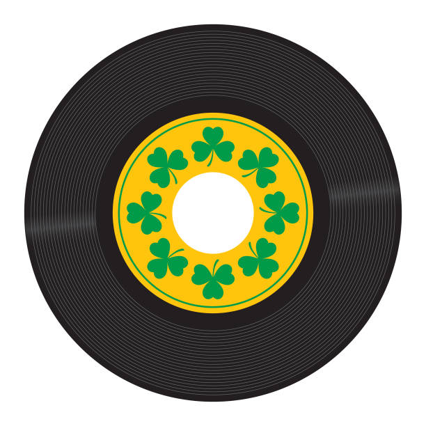 ilustraciones, imágenes clip art, dibujos animados e iconos de stock de hoja de trébol 45 rpm récord - celtic culture audio