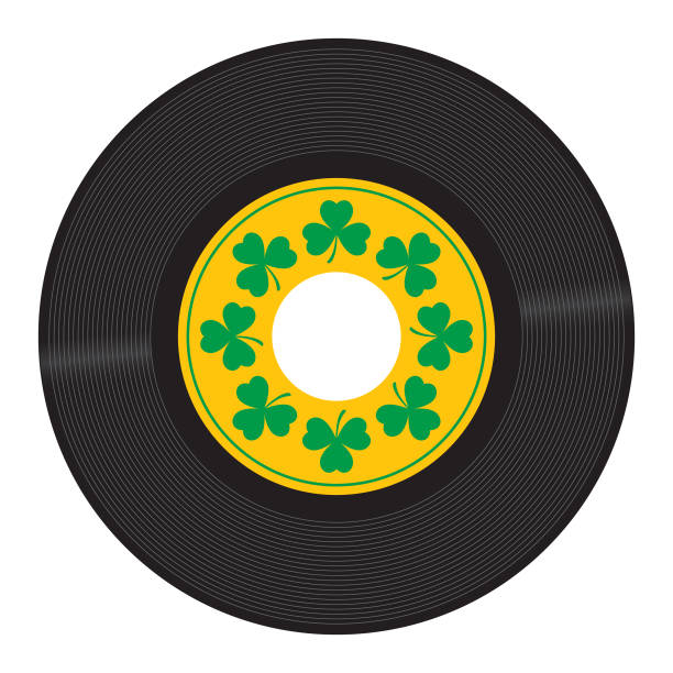 clover leaf 45 rpm rekord - celtic culture audio stock illustrations