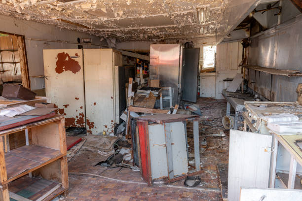istock Looking inside the wreckage of an abandoned building kitchen 1303386907