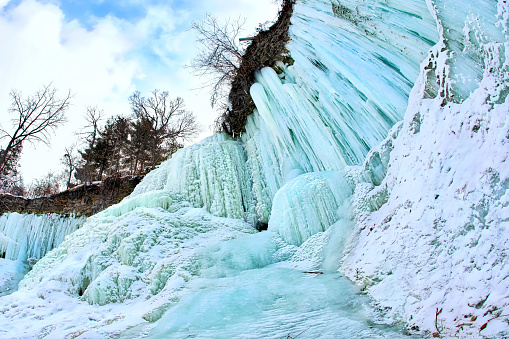Waterfall frozen solid because of polar vortex