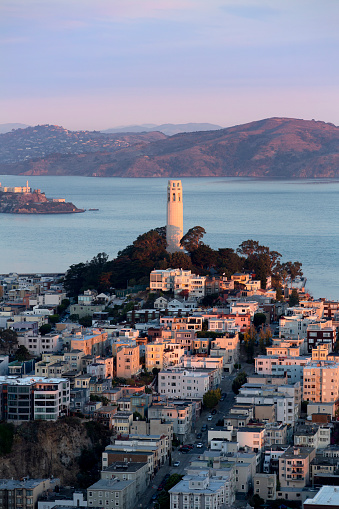 View towards Coit Tower in San Francisco, USA.