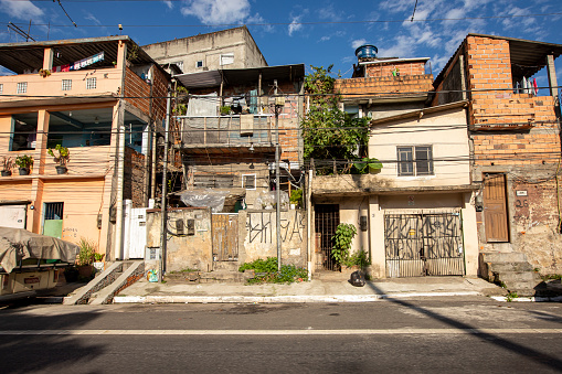 Sao Paulo, Brazil - feb 15, 2021 - set of popular residential buildings on the outskirts of Sao Paulo, Brazil