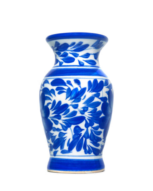 istock Chinese blue white ceramic vase for flowers on a white background. 1303400110