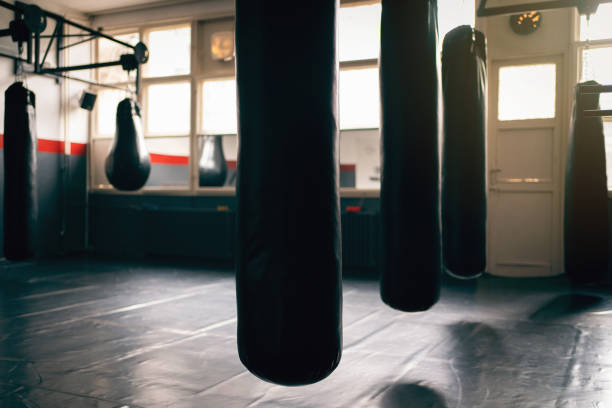 istock Gym room with heavy bags 1303402097