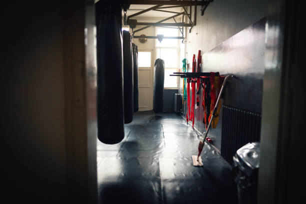 istock Gym room with heavy bags 1303402127