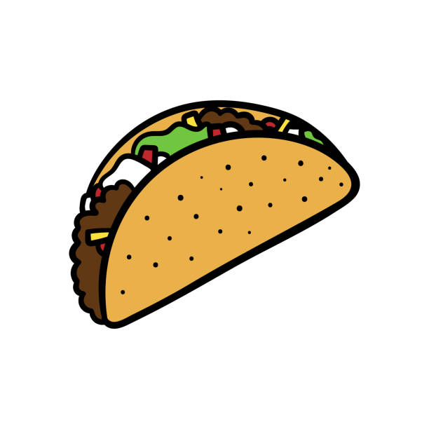 Vector Isolated Taco Cartoon Illustration Stock Illustration - Download  Image Now - Cartoon, Mexican Food, Beef - iStock