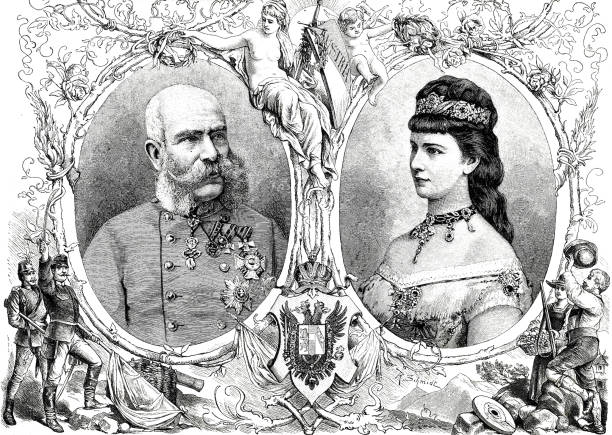 Emperor Franz Josef I of Austria and Empress Elisabeth of Austria Illustration from 19th century emperor stock illustrations