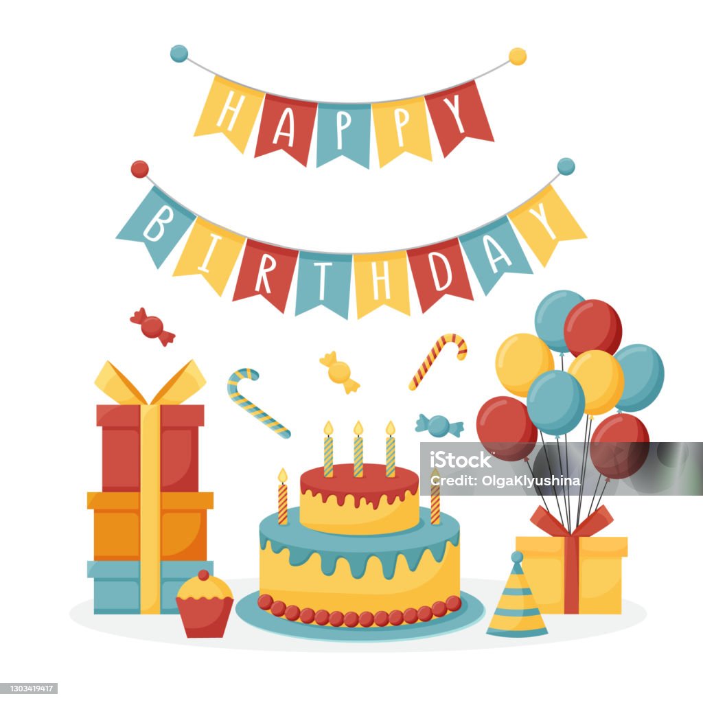 Cartoon Birthday Party Decorations Gifts Presents Sweet Cupcakes And Celebration Cake Colorful Balloons Carnival Celebration Food And Candy Isolated Vector Illustration Icons Set Vector Illustration Stock Illustration - Download Image Now - iStock Cartoon Birthday Party Decorations Gifts Presents Sweet Cupcakes And Celebration Cake Colorful Balloons Carnival Celebration Food And Candy Isolated Vector Illustration Icons Set Vector Illustration Stock Illustration - Download Image Now - iStock