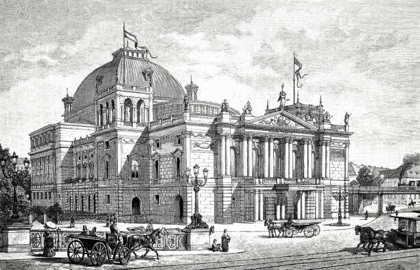 Lessing theater in Berlin Illustration from 19th century gotthold ephraim lessing stock illustrations