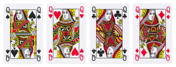 Set of Queens playing cards - isolated on white
