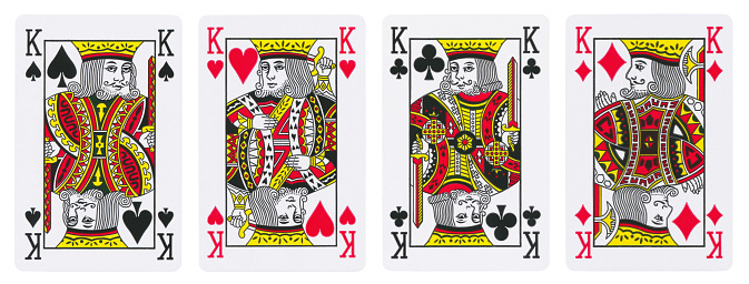 Set of Kings playing cards - isolated on white