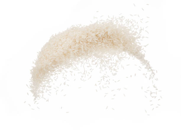 istock Rice splash explosion isolated on white  background stop motion photo food object design 1303430350