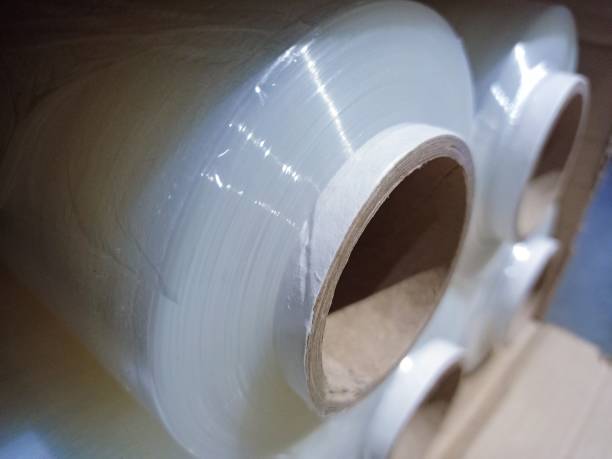 istock Stretch film in rolls. Wrapping film in rolls. 1303432423