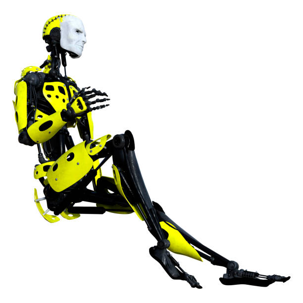 istock 3D illustration male robot on white 1303435345