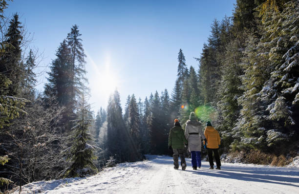 istock Mother and sons enjoying winter walk 1303436969