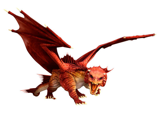 istock 3D illustration fantasy dragon on white 1303439006