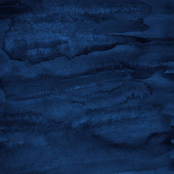 istock Hand painted watercolor background. Navy blue abstract watercolor drawing. 1303441730