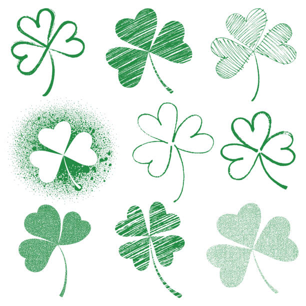 wektor ikona koniczyny - spring clover leaf shape clover sketch stock illustrations