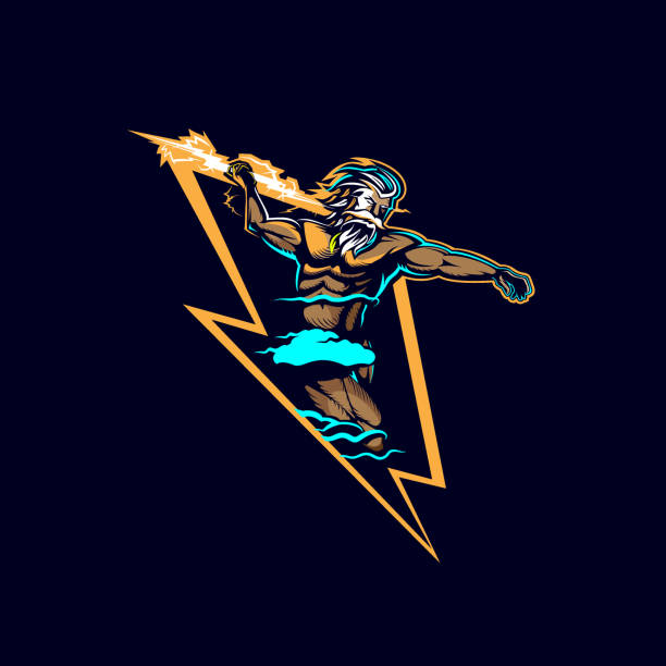 ilustrações de stock, clip art, desenhos animados e ícones de zeus lightning insignia - competitive sport flash