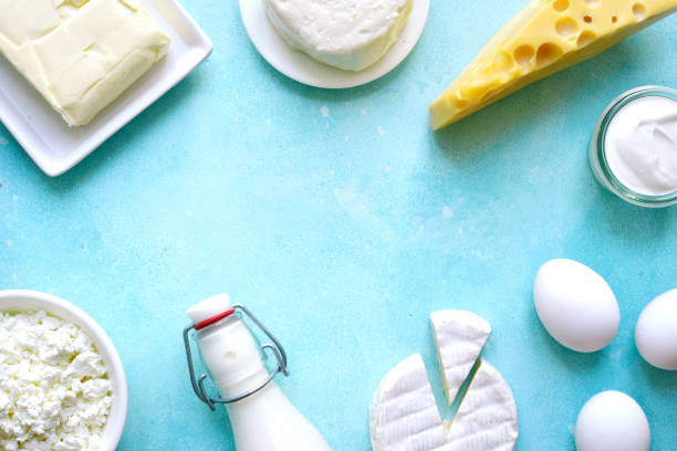 istock Fresh organic dairy products : butter, eggs, milk, cheese, cream 1303443336