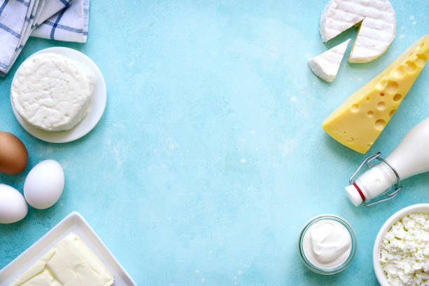 istock Fresh organic dairy products : butter, eggs, milk, cheese, cream 1303443383