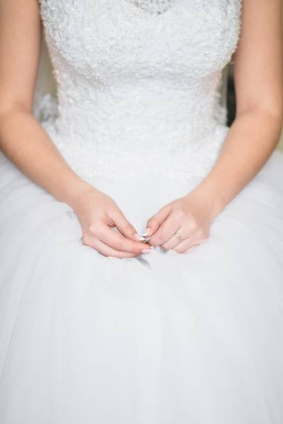 istock A bride in a wedding dress. Close-up 1303449010