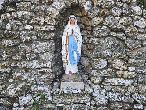 County Louth, Ireland, 6th December 2020. Holy Mary Grotto in the grounds of Church Of The Immaculate Conception in Termonfeckin Village.