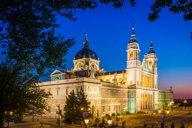 istock Madrid Almudena Cathedral iconic landmark illuminated at sunset Spain 1303451523