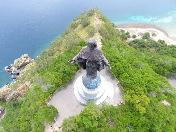 Statue of Jesus shoot in Cristo Rei Beach Dili Timor Leste