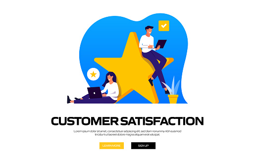 Customer Satisfaction Concept Vector Illustration for Website Banner, Advertisement and Marketing Material, Online Advertising, Business Presentation etc.