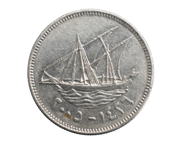 istock Kuwait twenty fils coin on a white isolated background 1303460468