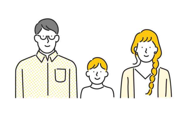 familie - women white background asian ethnicity japanese ethnicity stock-grafiken, -clipart, -cartoons und -symbole