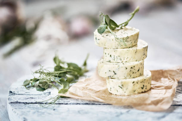 Herb butter on cutting board
