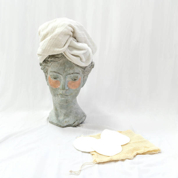istock Hydrogel eye patches on sculpture head. 1303464488