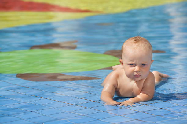 istock Happy child in swimming pool 1303467225