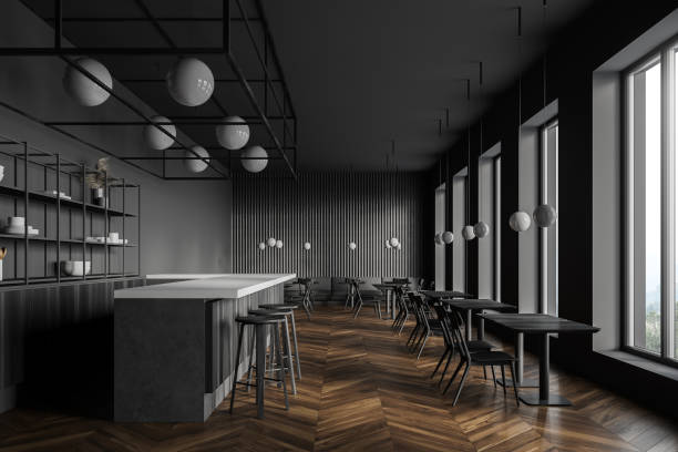 istock Pub interior with bar counter and tables 1303468861