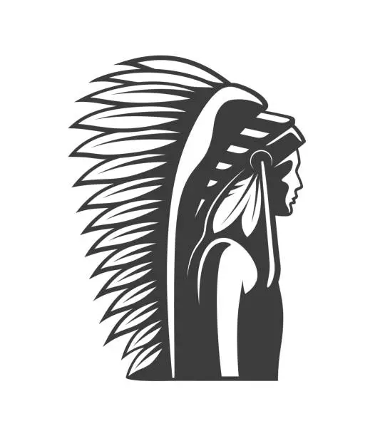 Vector illustration of Silhouette of the American Indian