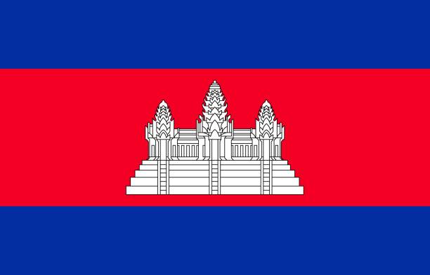 national flag of Cambodia national flag of Cambodia in the original size,colours and proportions khmer stock illustrations