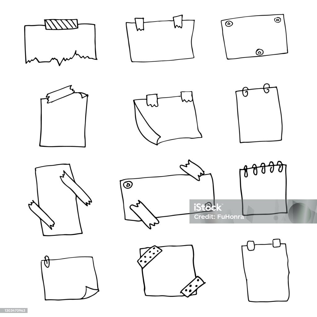 Vector Set Of Hand Drawn Sketch Notes Stock Illustration - Download ...